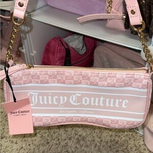 Juicy Couture Light Pink Shoulder Bag with Gold Chain